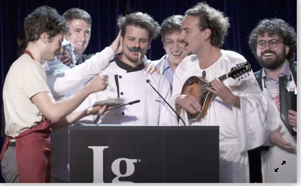 The 2025 Ig Nobel ceremony with the cacio e pepe research team
